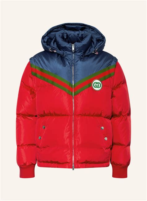 gucci down jacket removable sleeves|Gucci suede jacket.